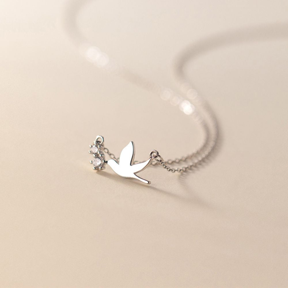 Silver-Plated Dove Bird Pendant